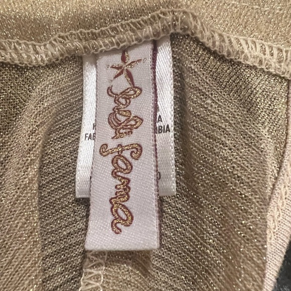 NWOT Luli Fama T-Back Mini Dress Swim Cover Coverup Gold with Stripes XS - Picture 8 of 12